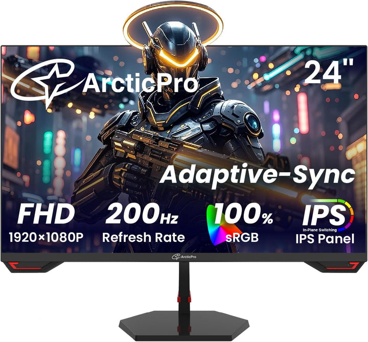 ArcticPro - Monitor de juegos de 24 pulgadas 200Hz 180Hz, FHD 1080p...