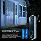 Night Owl 2K Timbre de video inteligente con batería y Wi-Fi de doble alimentación - Negro