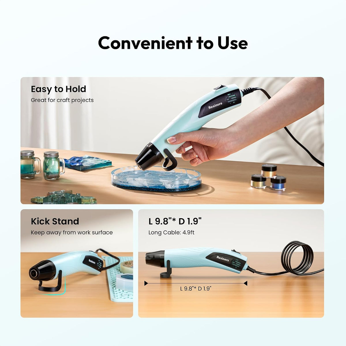 Resiners Pistola de calor para manualidades, mini pistola de calor de 350 W