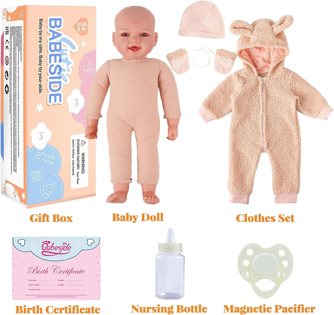 BABESIDE Muñeca de bebé suave de 15 pulgadas con juego de alimentac...