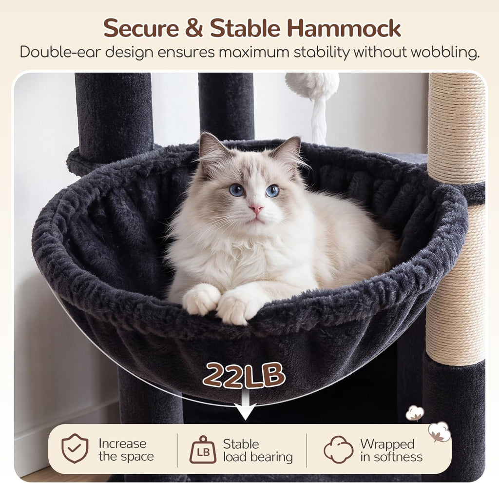 Globlazer Cat Tree Tower 2 Condo Kitten Scratching Post, F54, gris oscuro