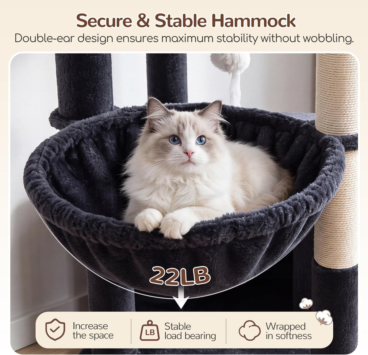 Globlazer Cat Tree Tower 2 Condo Kitten Scratching Post, F54, gris oscuro