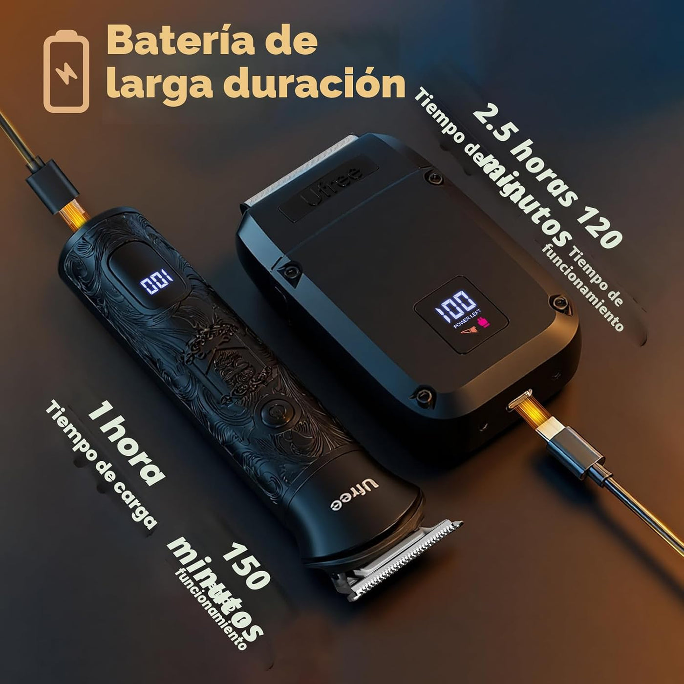 Ufree Recortadora de barba para hombres, afeitadora eléctrica de lá...