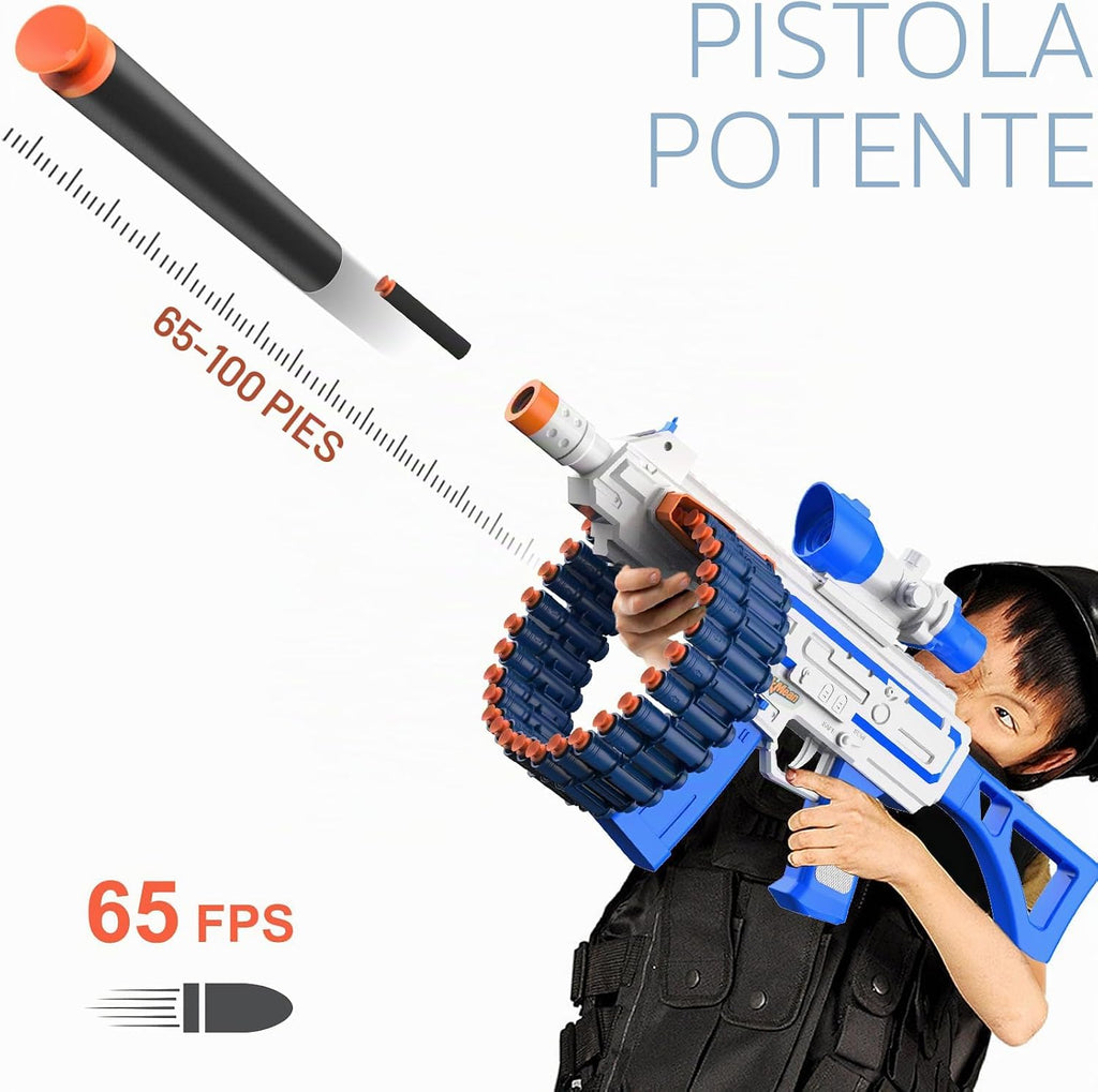 Juguete Blaster con 30 clips de dardos y 100 dardos de espuma, juegos de disparos al aire libre, juguetes para niños y niñas adultos de 6 a 12 años, regalos para cumpleaños de Navidad, azul