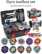 Juego de trompos de combate, juguetes de giroscopio Burst 10 trompos giratorios 2 lanzadores con caja de almacenamiento portátil, juego de combate para niños, niños y niños