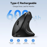 TECKNET Ratón Ergonómico, Ratones Verticales Recargables 2.4G+Bluet...