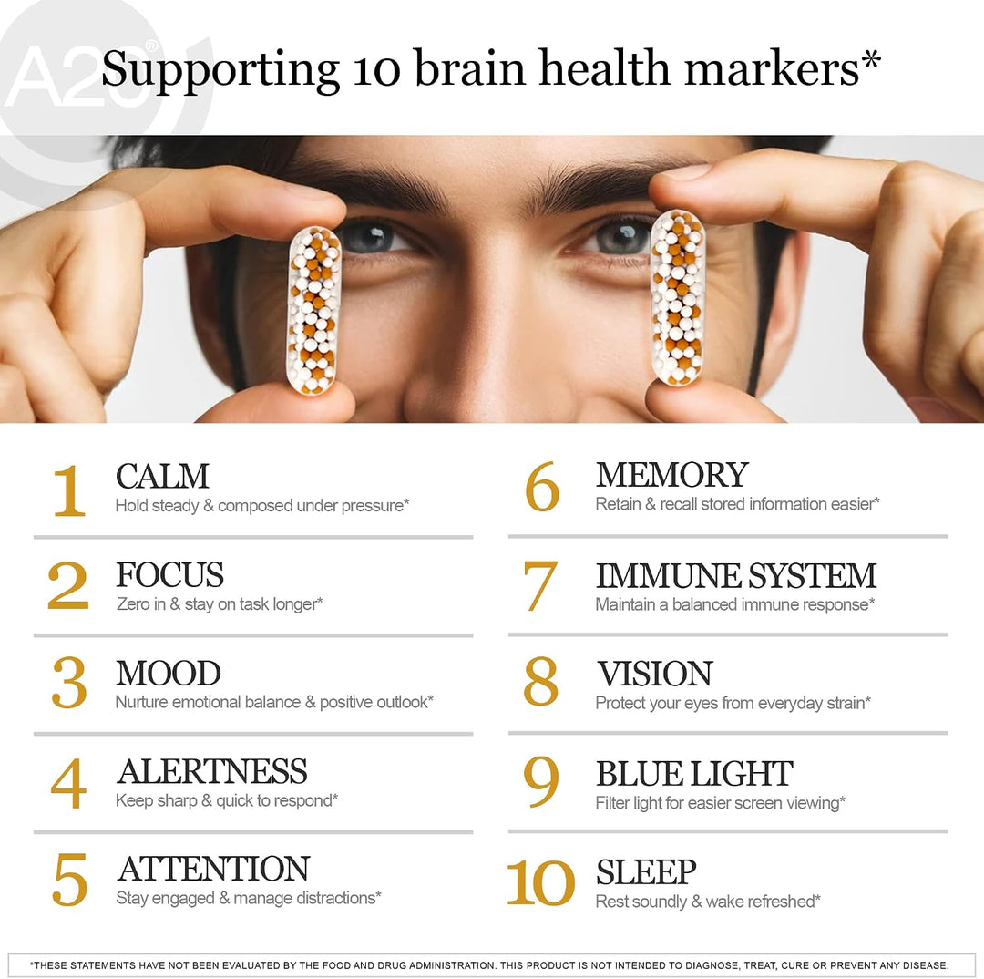 HCF A20 - Suplementos de microperlas para la salud cerebral para ad...