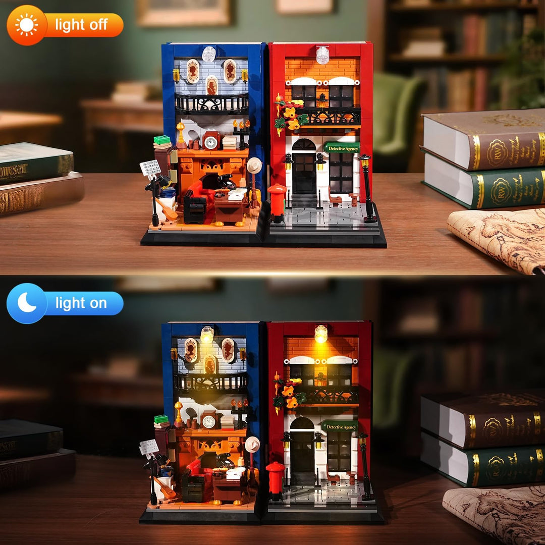 Juego de construcción de sujetalibros de detective con