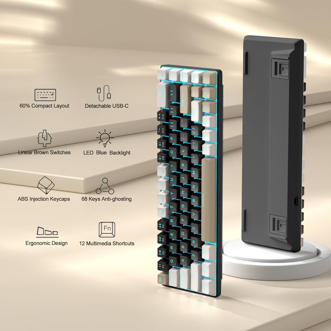 MageGee Teclado mecánico portátil 60% para juegos, MK-Box con retro...