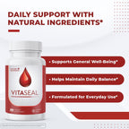 Vitaseal - Soporte diario con botánicos, vitaminas C E y minerales - Fórmula natural