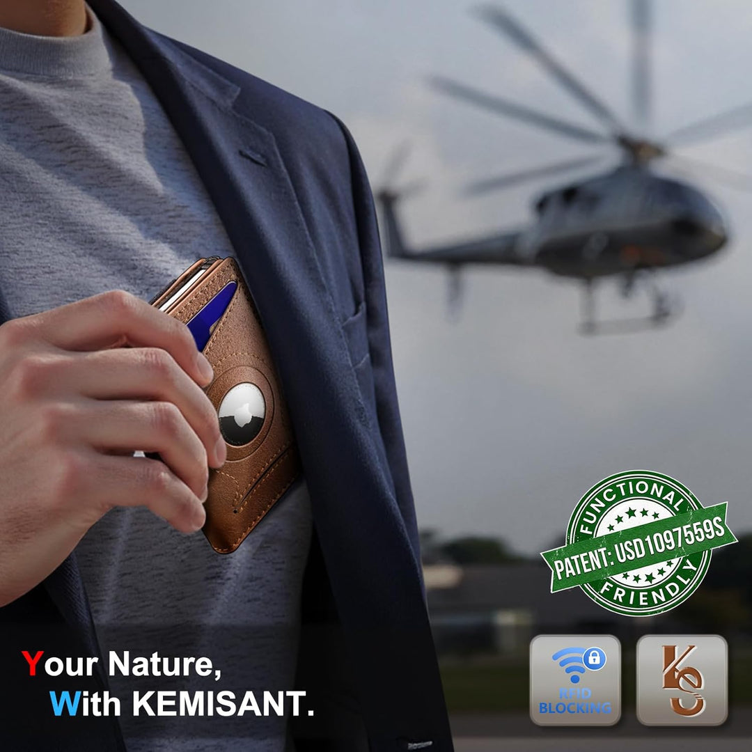 KEMISANT Billetera Airtag para hombre, delgada con bolsillo frontal...