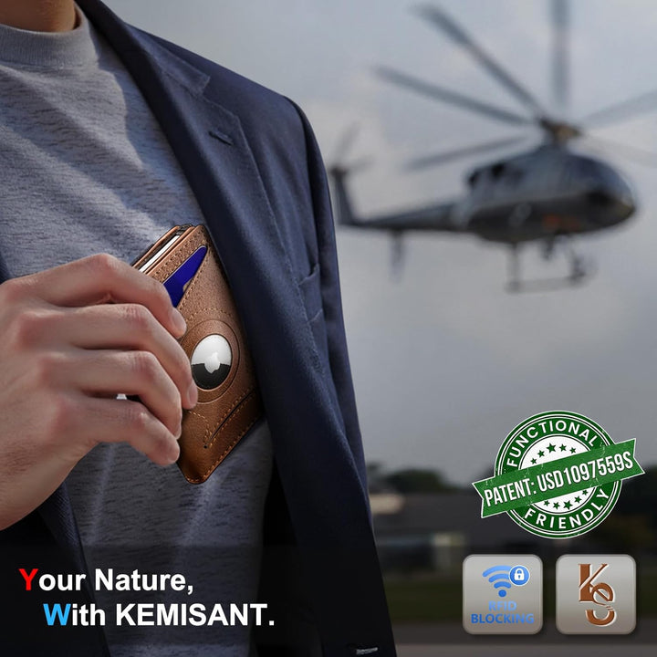 KEMISANT Billetera Airtag para hombre, delgada con bolsillo frontal...