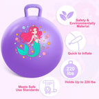 Bola de tolva para niños, bola inflable de 18 pulgadas con asa, sirena morada, juguetes para niñas en interiores y exteriores, juego de acitve con bomba, regalos de cumpleaños para niños de 3