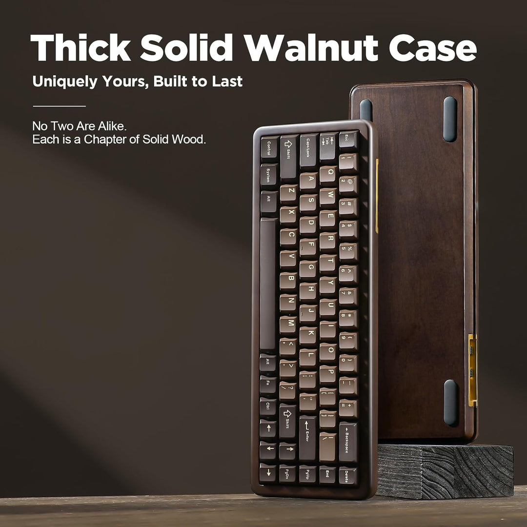 YUNZII WOOD68 Teclado mecánico inalámbrico, teclado de madera para...