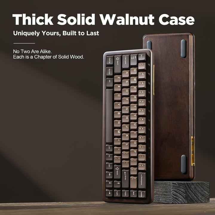 YUNZII WOOD68 Teclado mecánico inalámbrico, teclado de madera para...