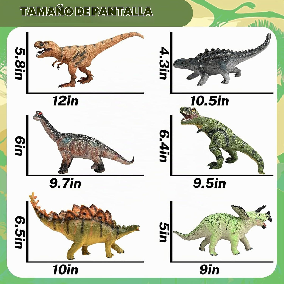 6 piezas de juguetes de dinosaurio grandes para niños de 3 a 5 años, juguetes realistas de dinosaurios suaves para niños de 3 a 7 años, juego de figuras de dinosaurio grandes para los amantes