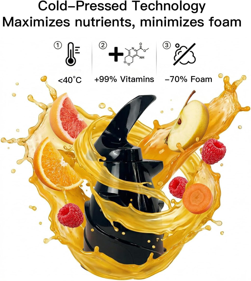 MEGAWISE Juicer frío de la prensa, 800W lento que mastican el Juicer para