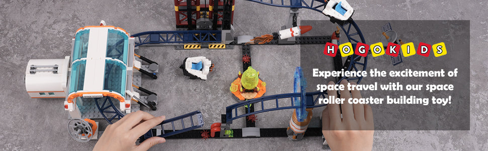 HOGOKIDS Juguete de construcción de montaña rusa espacial