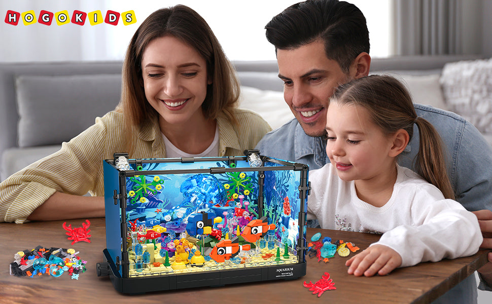 HOGOKIDS Juego de construcción de pecera con luz LED