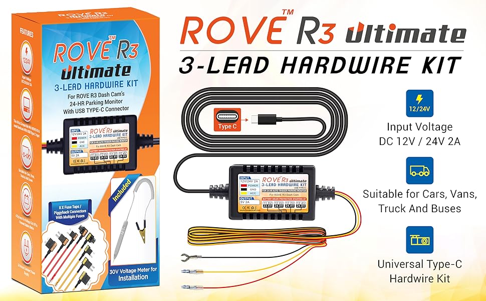 Kit de cableado para cámara de salpicadero ROVE Ultimate