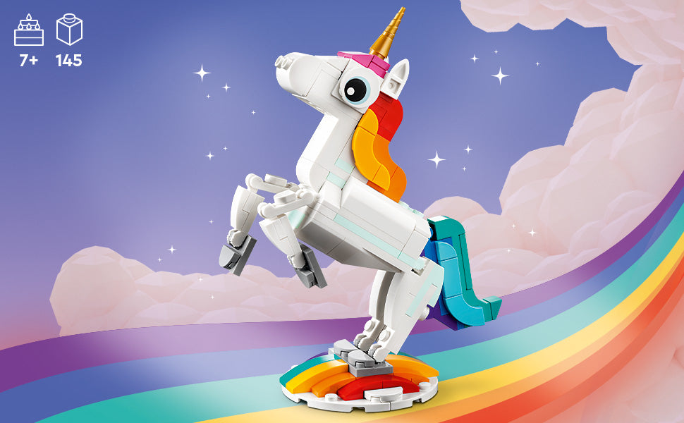 Lego Creator 31140 - Juguete mágico de unicornio 3 en 1 se