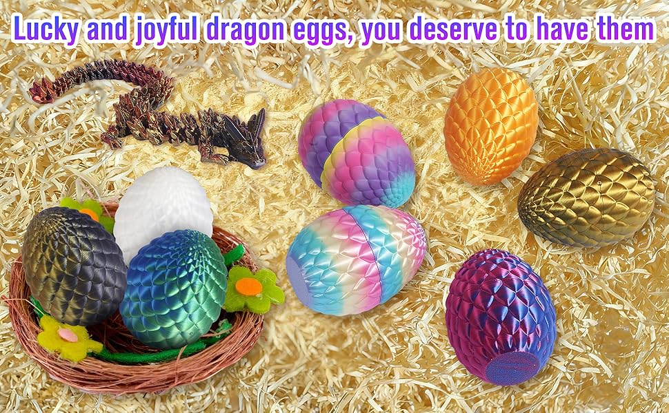 Huevos de dragón impresos en 3D con dragón en el interior