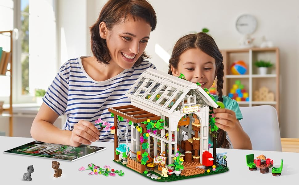 HOGOKIDS Juego de construcción de casa de flores con luz