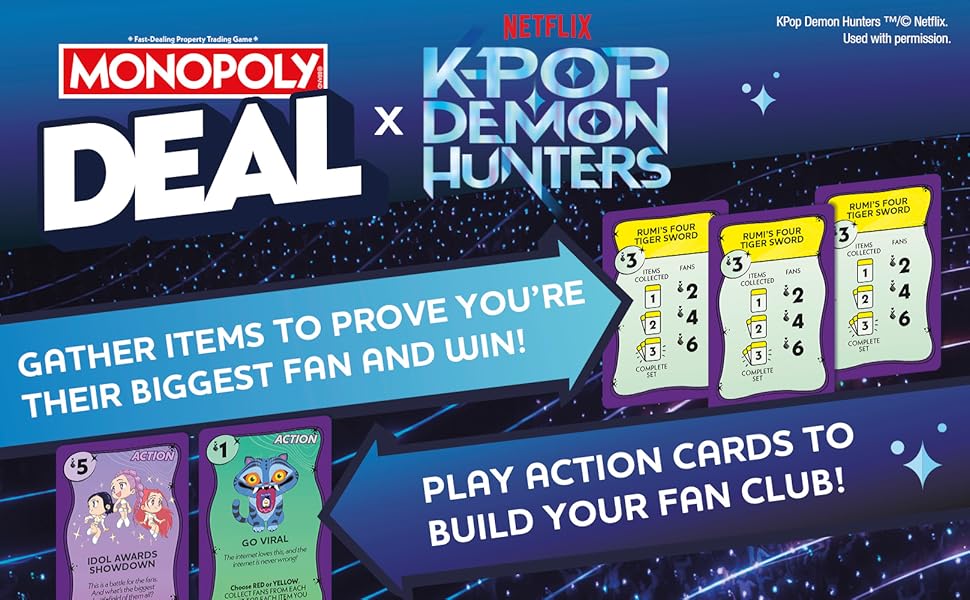Monopoly Oferta Juego de cartas Kpop Demon Hunters Juegos