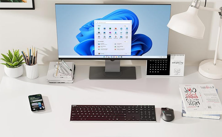 Arteck - Teclado inalámbrico de acero inoxidable ultra