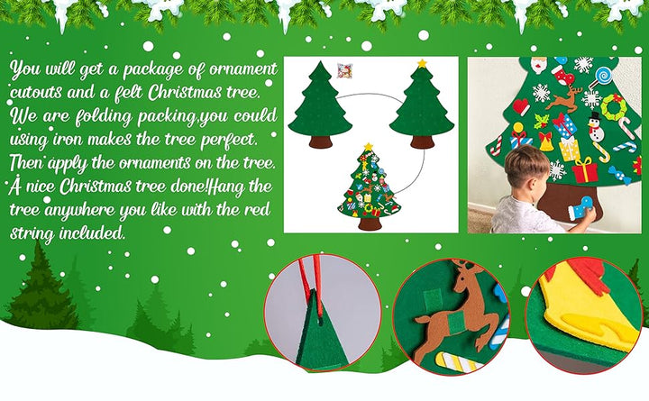jollylife Juego de árbol de Navidad de fieltro de 3 pies