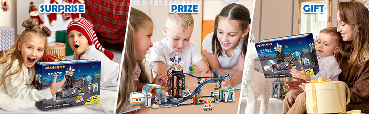 HOGOKIDS Juguete de construcción de montaña rusa espacial