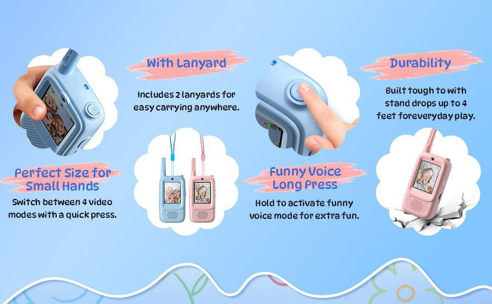 Walkie Talkies de video para niños paquete de 2 juguetes