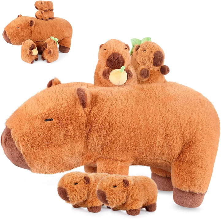 SuzziPals Peluches Capybara 5 en 1 con bebés en el interior, juego...