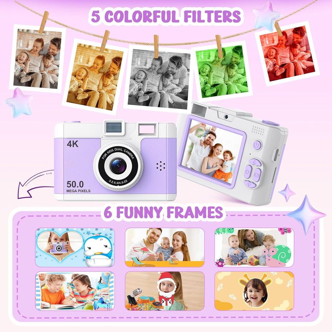 Cámara infantil de 50.0 megapíxeles para niños de 5 a 13 años con W...