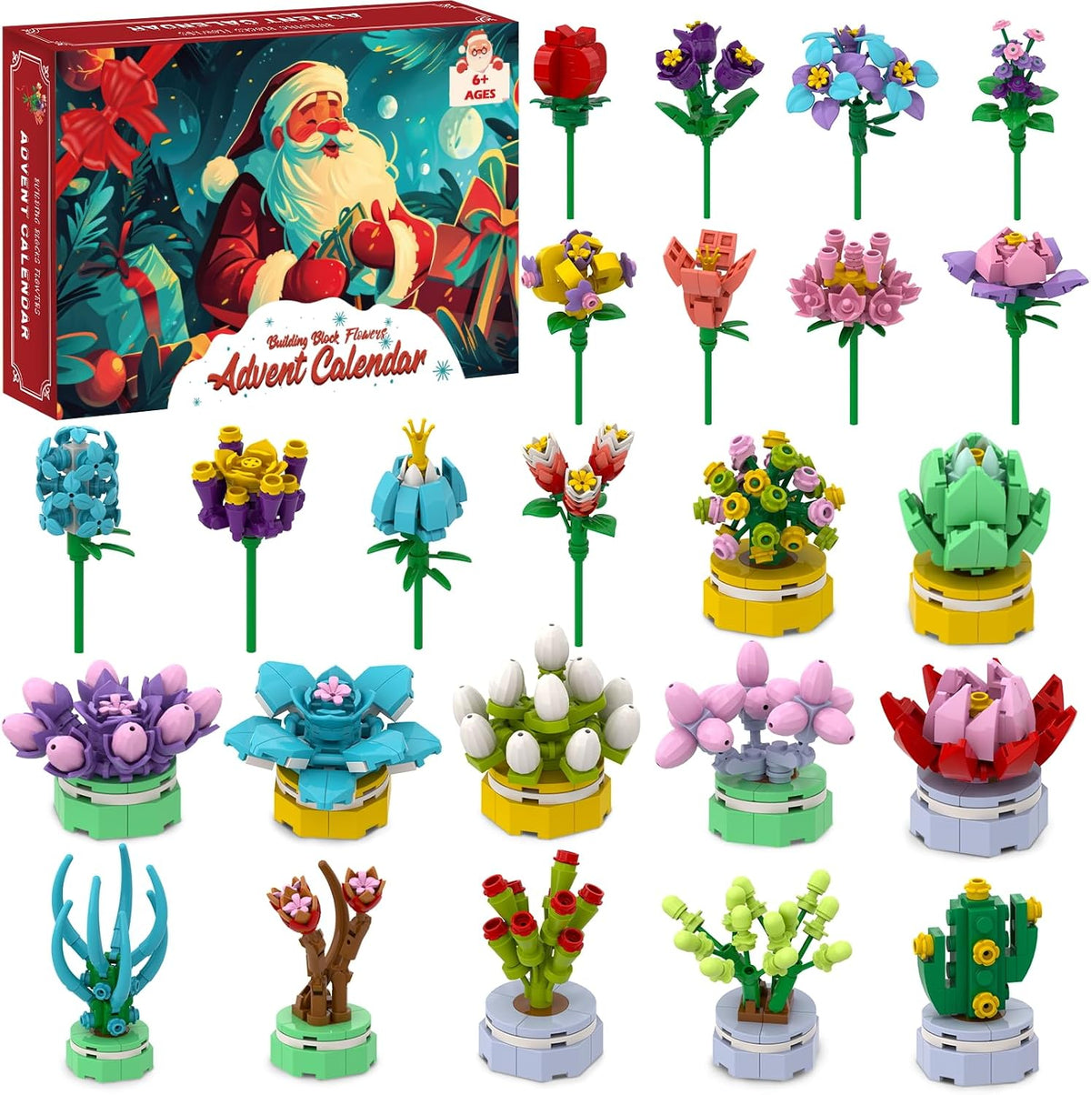 Calendario de Adviento de flores y suculentas 2026-24 días, juego de