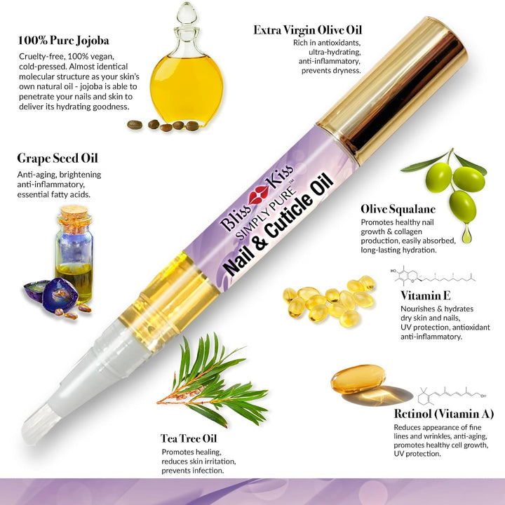 Bliss Kiss | 4 Lavanda Vainilla | Lápiz de cutícula de aceite con v...