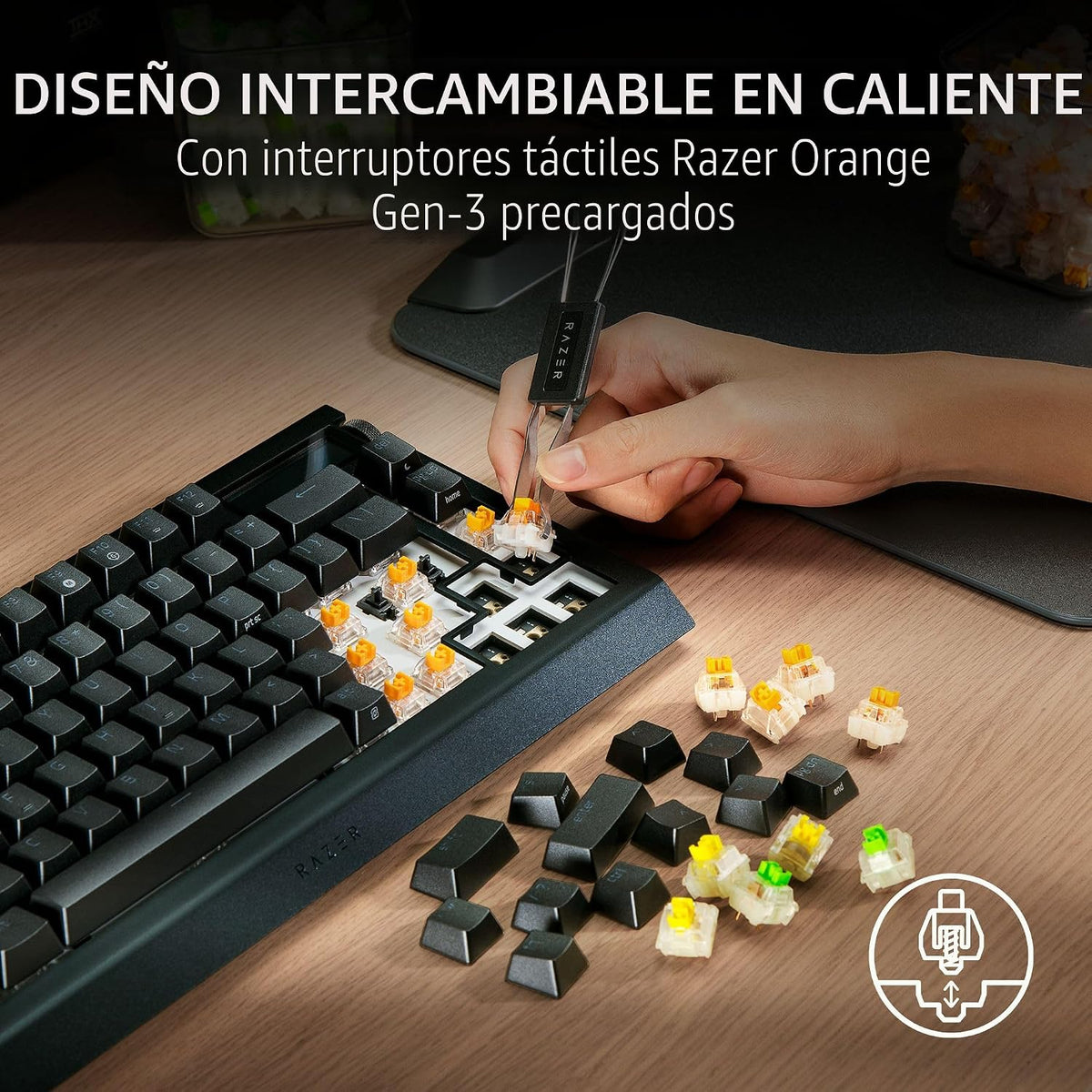Razer Teclado inalámbrico BlackWidow V4 Pro 75% para juegos: pantal...