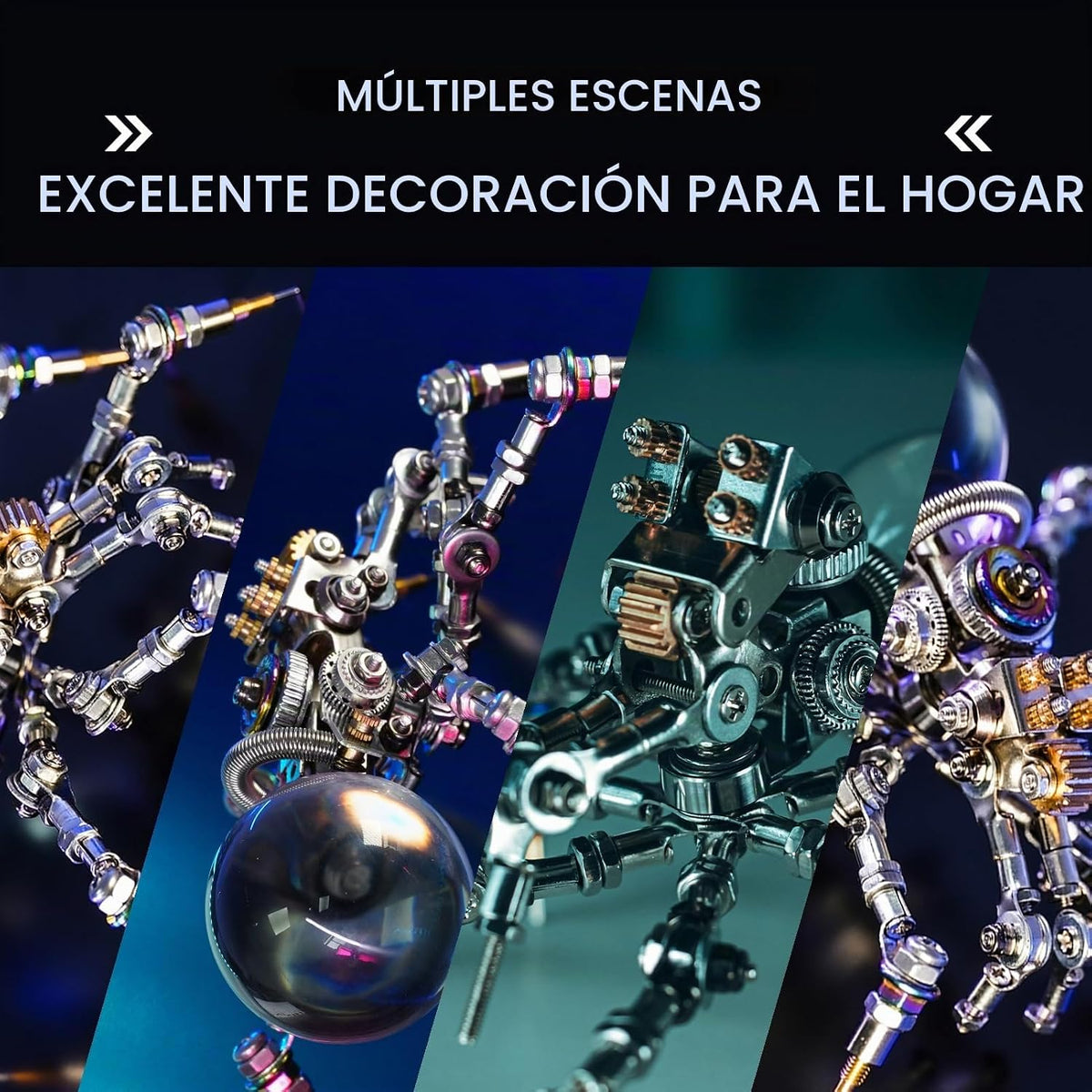 Lámpara Mostarle Lámpara de Cristal Araña Saltarina Rompecabezas de Metal 3D, Arcynix Kit de Modelo DIY Araña Mecánica Sci-Fi Decoración Steampunk, Regalo Creativo y Decoración Futurista del Hogar para
