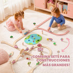 Hot Bee Juego de tren de madera 2 en 1, juego de pista de tren de juguete