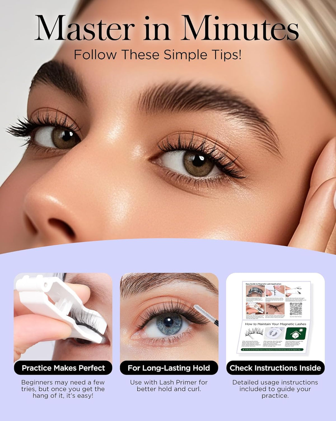 BEYELIAN Pestañas magnéticas portátiles con kit de aplicador, caja...