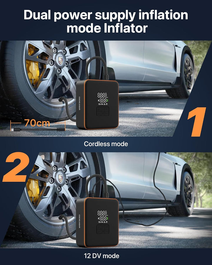 Compresor de aire portátil para inflador de neumáticos, doble poten...