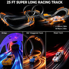 Juego de carreras de coches eléctricos con 4 tragamonedas de alta velocidad, juego de carreras dual con 2 controladores, pista circular de paso elevado con péndulo de puente flash, juguetes de regalo