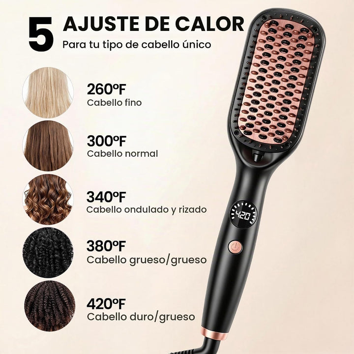 OHUP Cepillo alisador de cabello negro, cepillo alisador y peine ca...