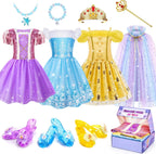 Meland Vestido Princesa para Niñas con Zapatos y Juguete, Regalo para Niñas de 3, 4, 5 y 6 años