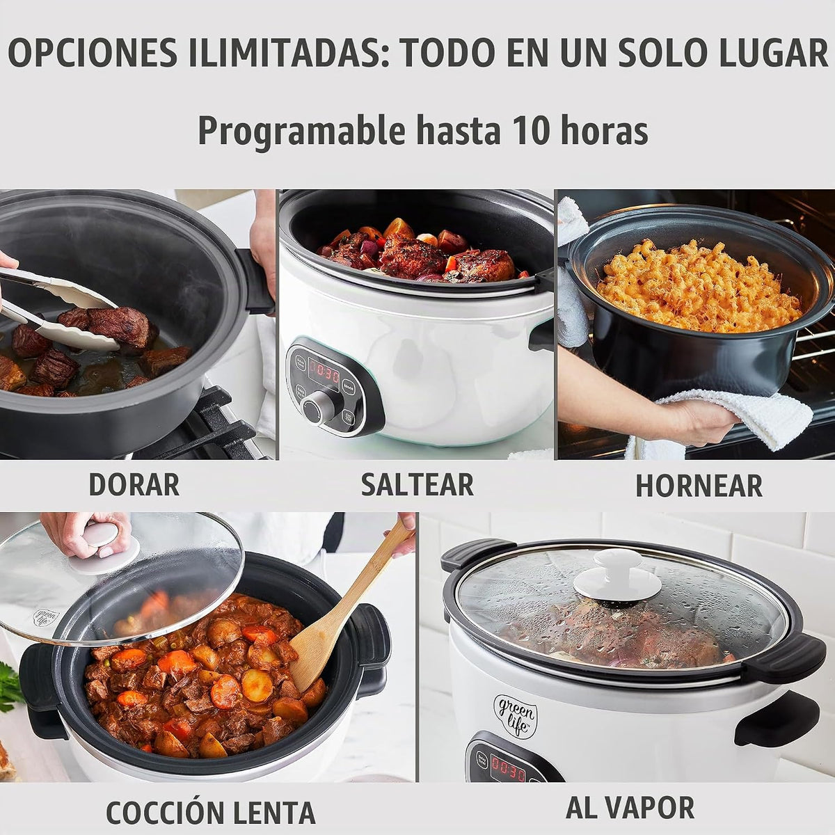 GreenLife 6QT - Olla de cocción lenta antiadherente de cerámica