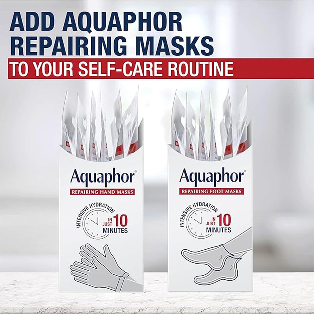 Aquaphor Juego de máscaras reparadoras de manos y pies con aceite d...