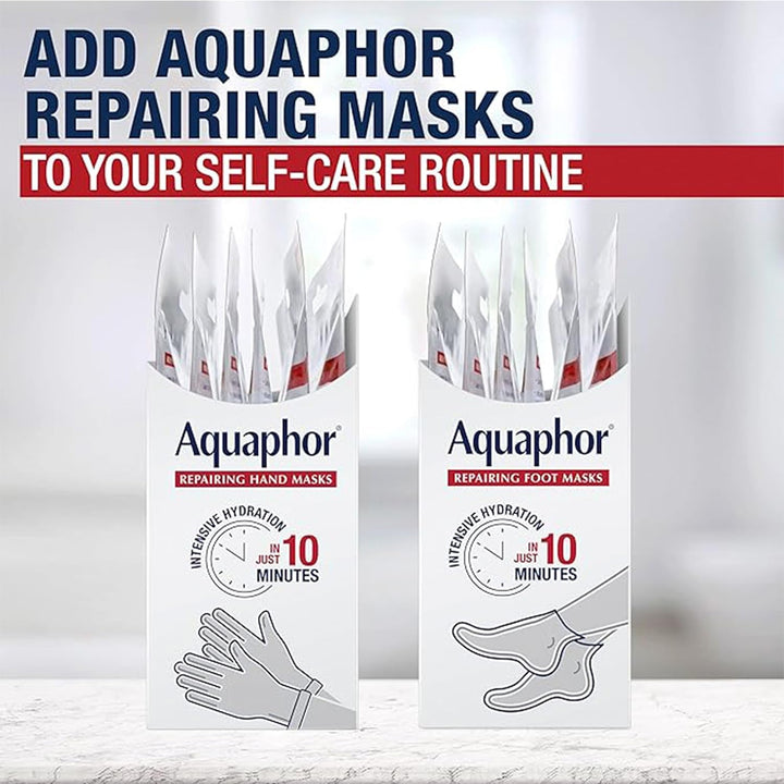 Aquaphor Juego de máscaras reparadoras de manos y pies con aceite d...
