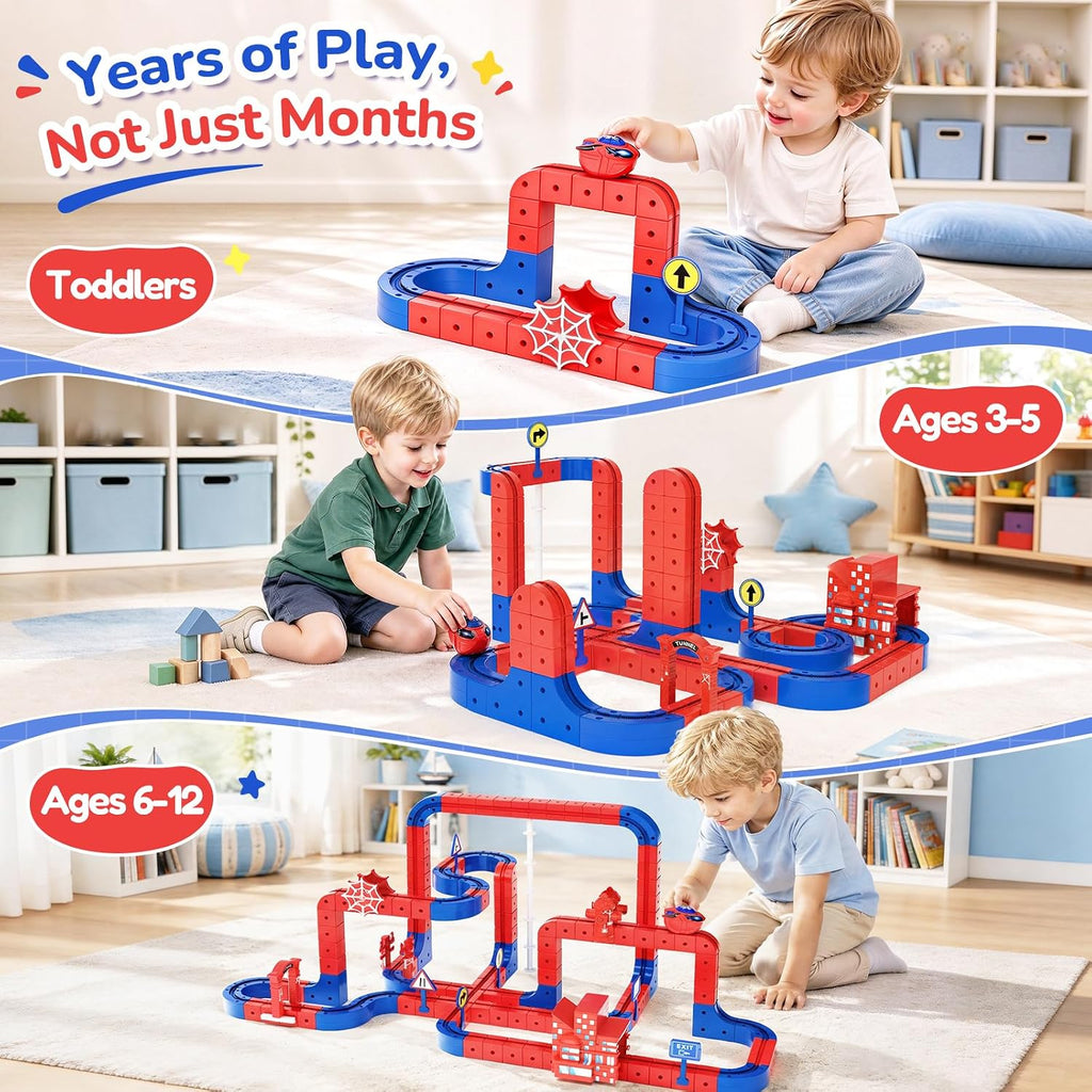 157Pcs Juego de Trenes Eléctricos, Juguetes de Riel STEM para Niños de 3, 4, 5, 6, 7 y 8 años