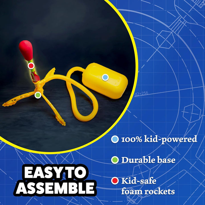 Stomp Rocket Lanzacohetes ultra LED para niños, 4 cohetes con punta...
