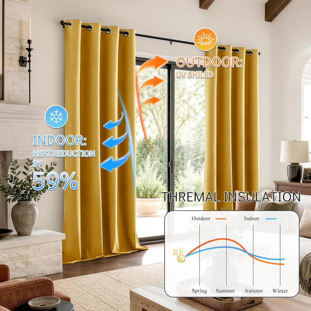 ChrisDowa Cortinas de terciopelo para oscurecer la habitación de 90
